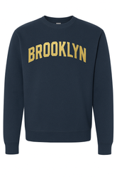 Brooklyn Crewneck Sweatshirt Navy with Gold Letters